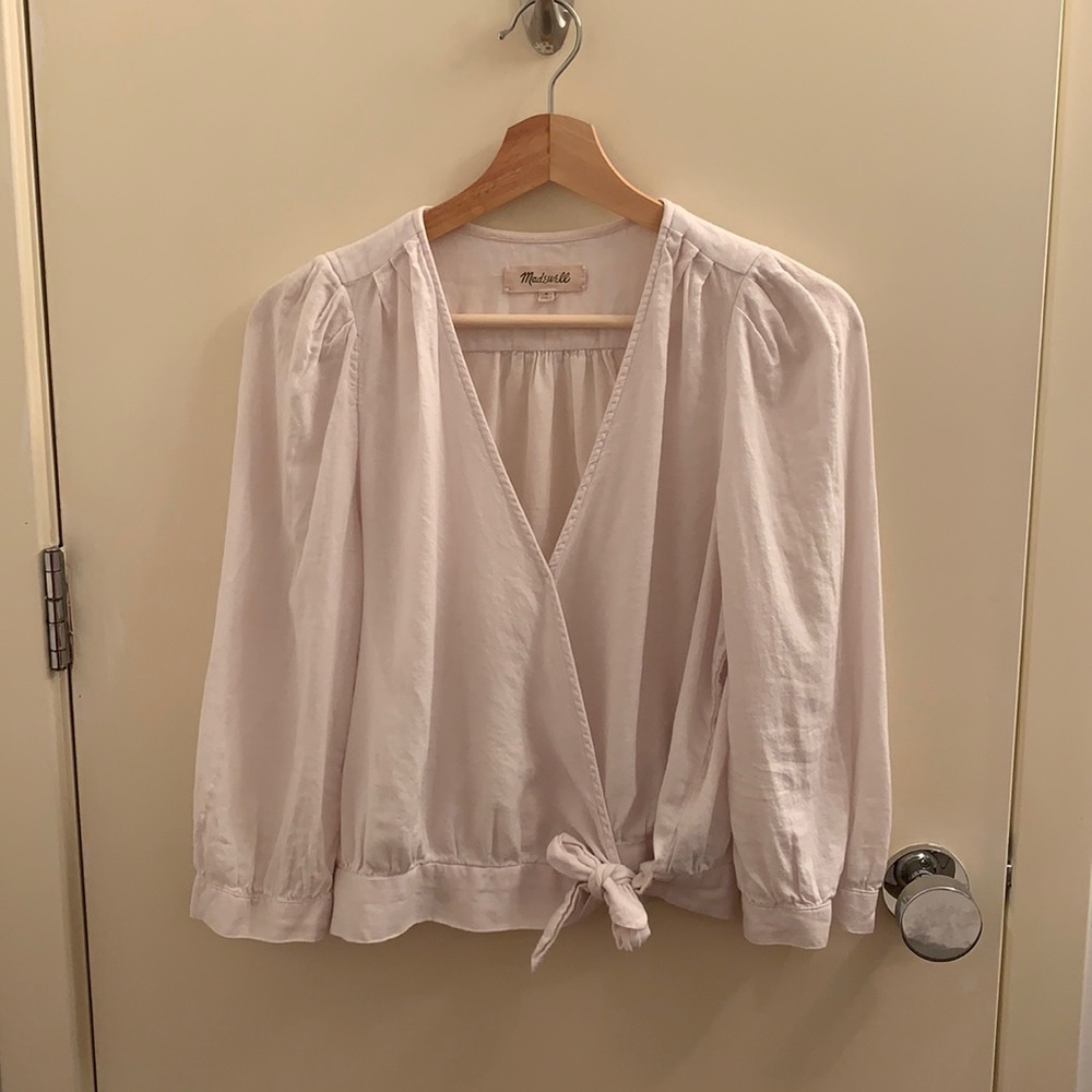White Madewell wrap top.